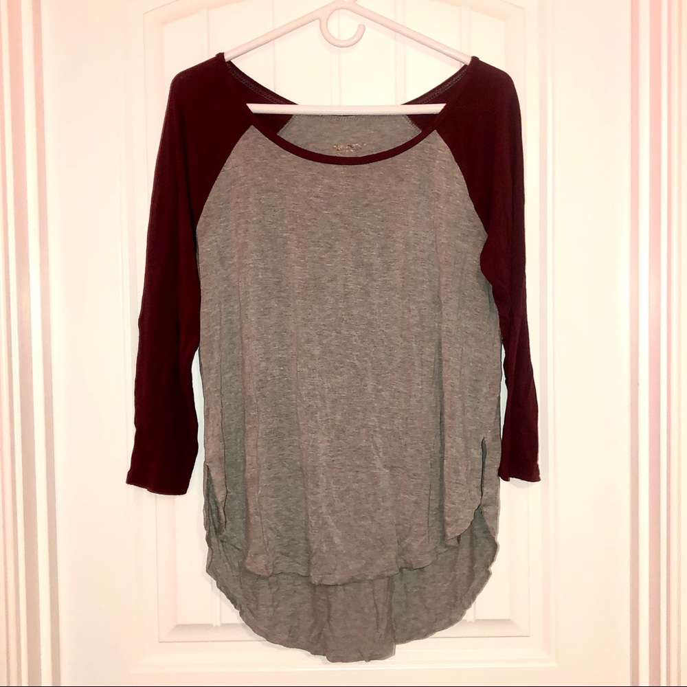 Grey/Maroon Long Sleeve Women’s Shirt